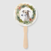 Greyhound Kerstkrans Feestelijke Pup Handwaaier (Achterkant)