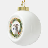 Greyhound Kerstkrans Feestelijke Pup Keramische Bal Ornament (Rechts)