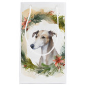 Greyhound Kerstkrans Feestelijke Pup Klein Cadeauzakje (Voorkant)