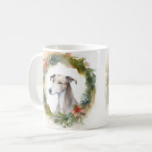 Greyhound Kerstkrans Feestelijke Pup Koffiemok (Voorkant links)