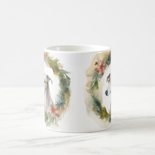 Greyhound Kerstkrans Feestelijke Pup Koffiemok (Center)