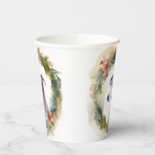 Greyhound Kerstkrans Feestelijke Pup Papieren Bekers (Links)