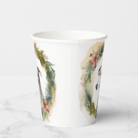 Greyhound Kerstkrans Feestelijke Pup Papieren Bekers (Rechts)