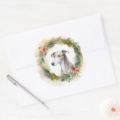 Greyhound Kerstkrans Feestelijke Pup Ronde Sticker (Envelop)