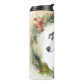 Greyhound Kerstkrans Feestelijke Pup Thermosbeker (Gedraaid links)