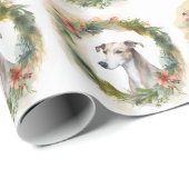 Greyhound Kerstkrans Festieve Pup Cadeaupapier (Rol Hoek)