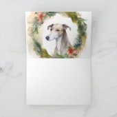 Greyhound Kerstkrans Festieve Pup Kaart (Binnen)