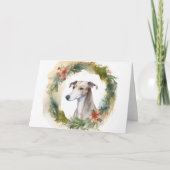 Greyhound Kerstkrans Festieve Pup Kaart (Voorkant)