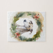 Greyhound Kerstkrans Festieve Pup Legpuzzel (Horizontaal)