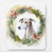 Greyhound Kerstkrans Festieve Pup Muismat (Voorkant)