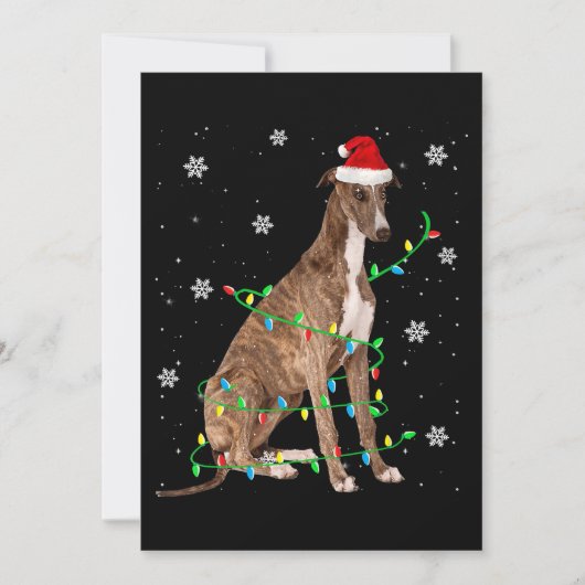 greyhound kerstlicht schattige kerstman greyhound kaart (Voorkant)