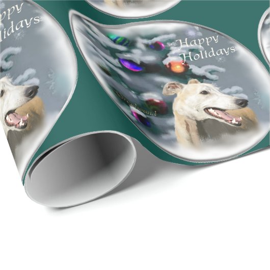 Greyhound Kerstmis Cadeaupapier (Rol Hoek)