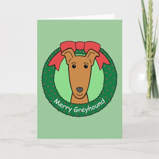Greyhound Kerstmis Feestdagen Kaart (Voorkant)