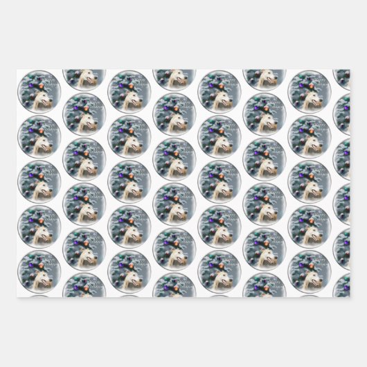 Greyhound Kerstmis Inpakpapier Vel (Voorkant 2)