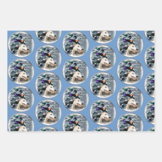 Greyhound Kerstmis Inpakpapier Vel (Voorkant)