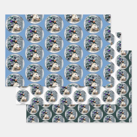 Greyhound Kerstmis Inpakpapier Vel (Set)