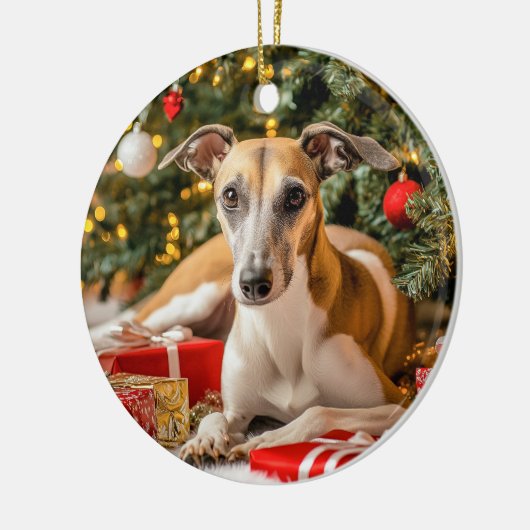 Greyhound Kerstmis Keramisch Ornament (Links)