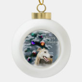 Greyhound Kerstmis Keramische Bal Ornament (Voorkant)