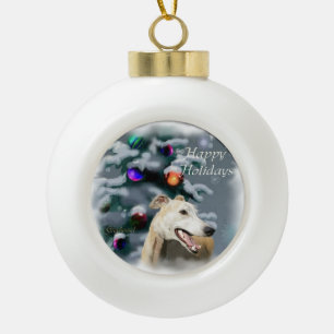 Greyhound Kerstmis Keramische Bal Ornament