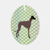 Greyhound Kerstmis Metalen Ornament (Voorkant links)