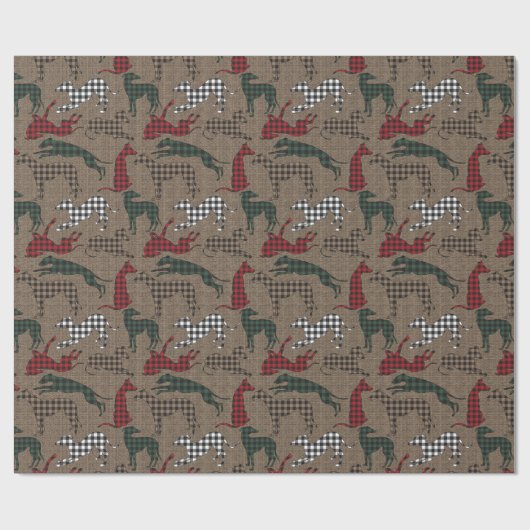 Greyhound Kerstmis Pset Burlap  Cadeaupapier (Vlak)