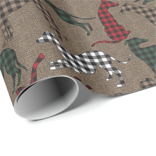 Greyhound Kerstmis Pset Burlap  Cadeaupapier (Rol Hoek)