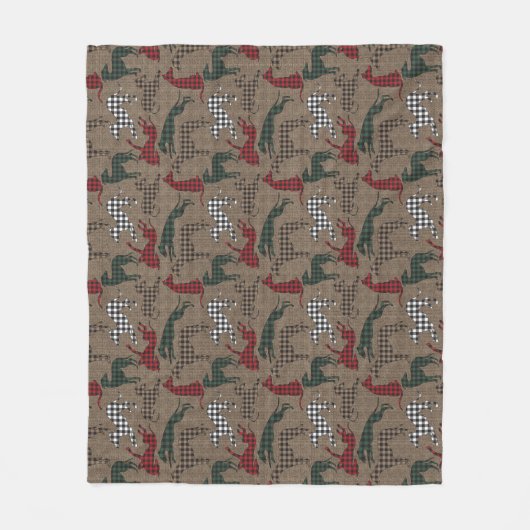 Greyhound Kerstmis Pset Burlap Fleece Deken (Voorkant)