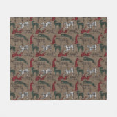 Greyhound Kerstmis Pset Burlap Fleece Deken (Voorkant (Horizontaal))