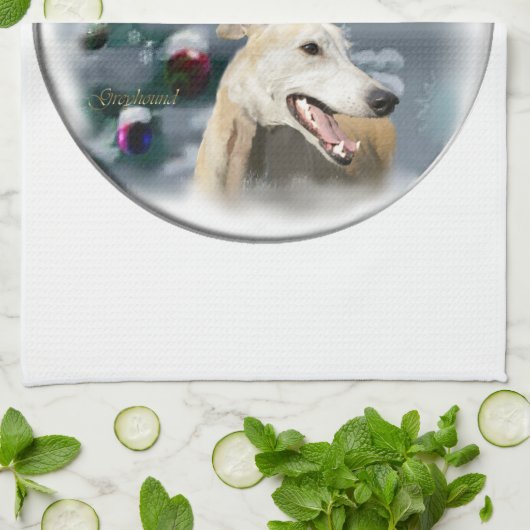 Greyhound Kerstmis Theedoek (Gevouwen)