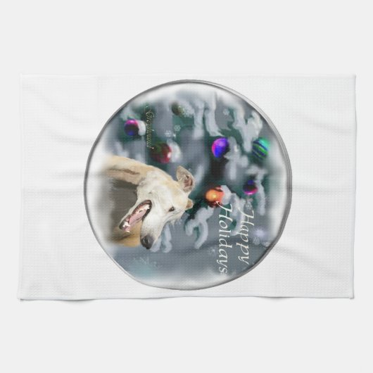 Greyhound Kerstmis Theedoek (Horizontaal)