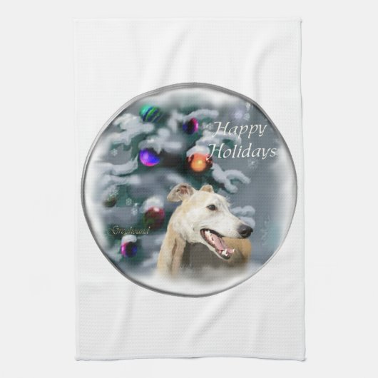 Greyhound Kerstmis Theedoek (Verticaal)
