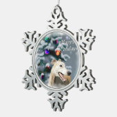 Greyhound Kerstmis Tin Sneeuwvlok Ornament (Rechts)