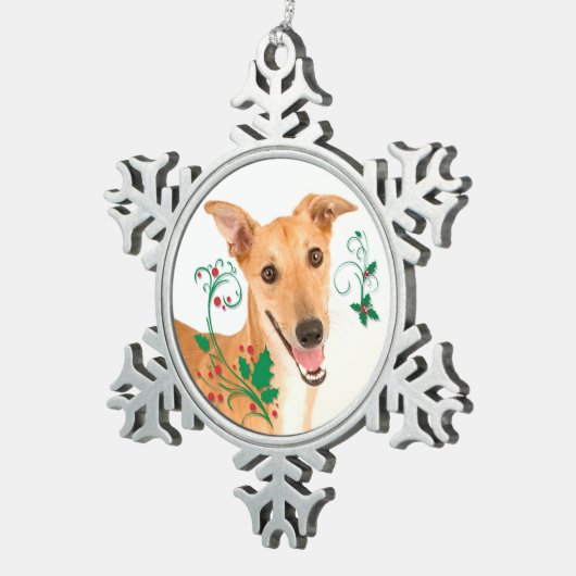 Greyhound kerstornament tin sneeuwvlok ornament (Rechts)