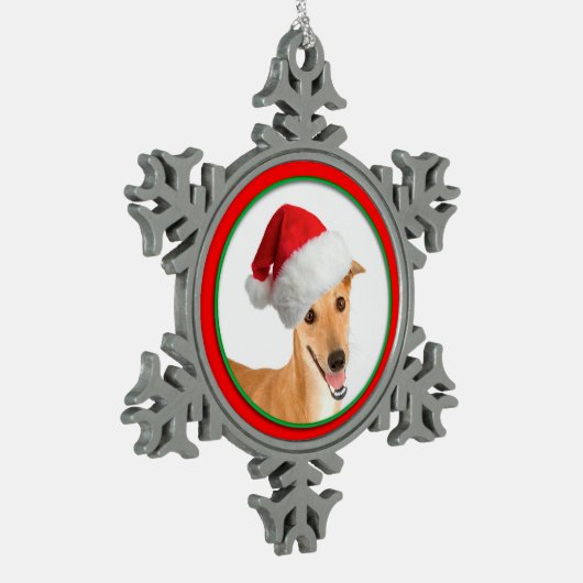 Greyhound kerstornament tin sneeuwvlok ornament (Links)