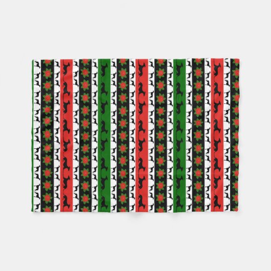 Greyhound KerstSilhouettes Fleece Deken (Voorkant (Horizontaal))