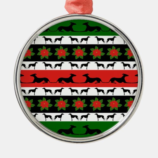 Greyhound KerstSilhouettes Metalen Ornament (Voorkant)