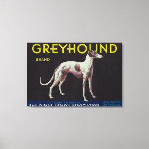 Greyhound Lemon LabelSan Dimas, CA Canvas Afdruk