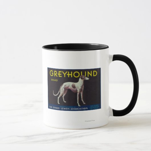 Greyhound Lemon LabelSan Dimas, CA Mok (Rechts)