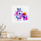Greyhound Line kunst met Waterverf spatten Poster (Keuken)