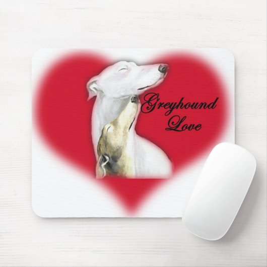 "Greyhound Love" Dog Art Mousepad Muismat (Met muis)