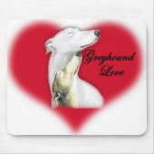 "Greyhound Love" Dog Art Mousepad Muismat (Voorkant)