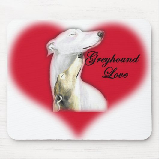 "Greyhound Love" Dog Art Mousepad Muismat (Voorkant)