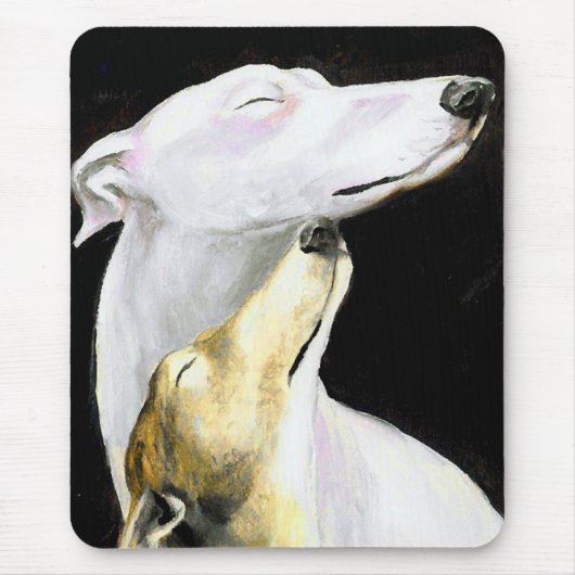 "Greyhound Love" Dog Art Mousepad Muismat (Voorkant)