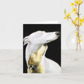 Greyhound Love Dog Art Note Kaart (Gele Bloem)