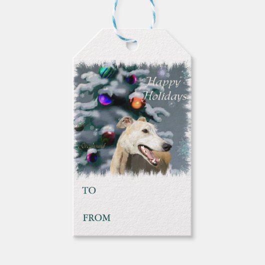 Greyhound Lovers Kerstmis Cadeaulabel (Voorkant)