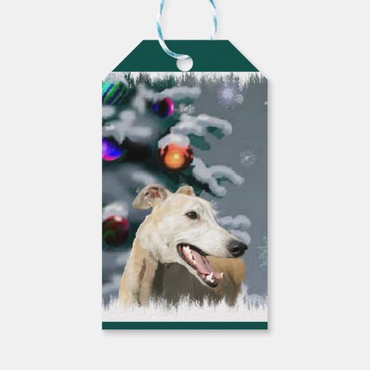 Greyhound Lovers Kerstmis Cadeaulabel (Achterkant)
