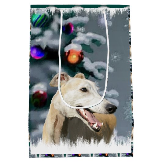 Greyhound Lovers Kerstmis Medium Cadeauzakje (Achterkant)