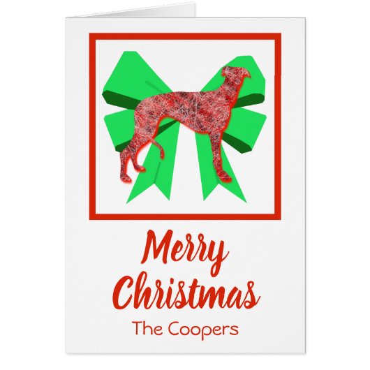Greyhound/Lurcher Cute Kerstmis Dog Bow Card (Voorkant)