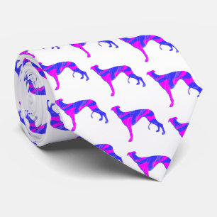 Greyhound Lurcher Dog Pink Silhouette Witte Hals Stropdas