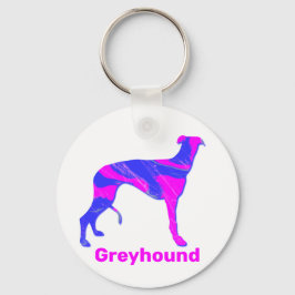 Greyhound/Lurcher Dog Silhouette Hot Pink & Blue Sleutelhanger